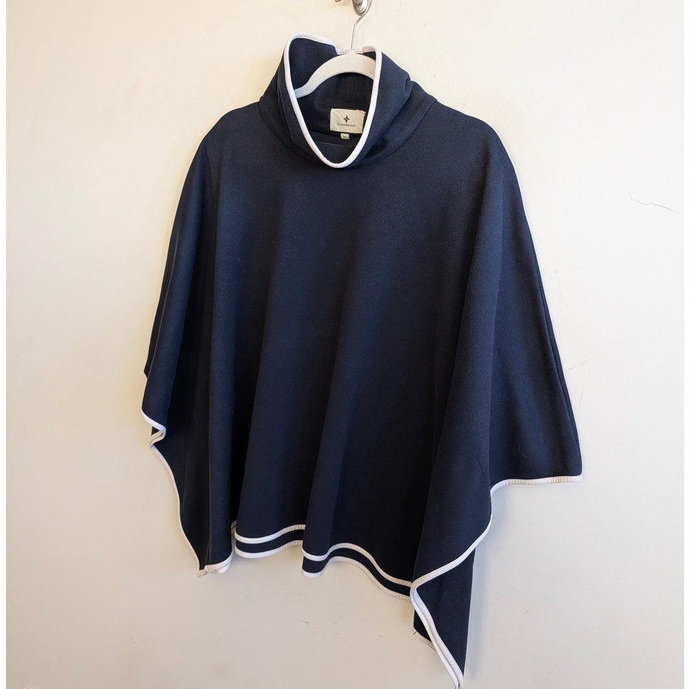 Tuckernuck Piper Poncho Mockneck Preppy Classic OS Womens Navy Blue - Picture 6 of 9